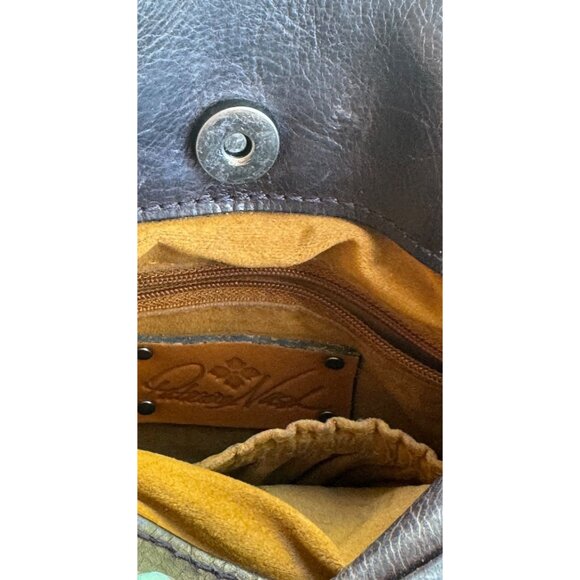 Patricia Nash Francesca Leather  Dark Brown Crossbody Bag Tooled Embossed - Picture 6 of 15